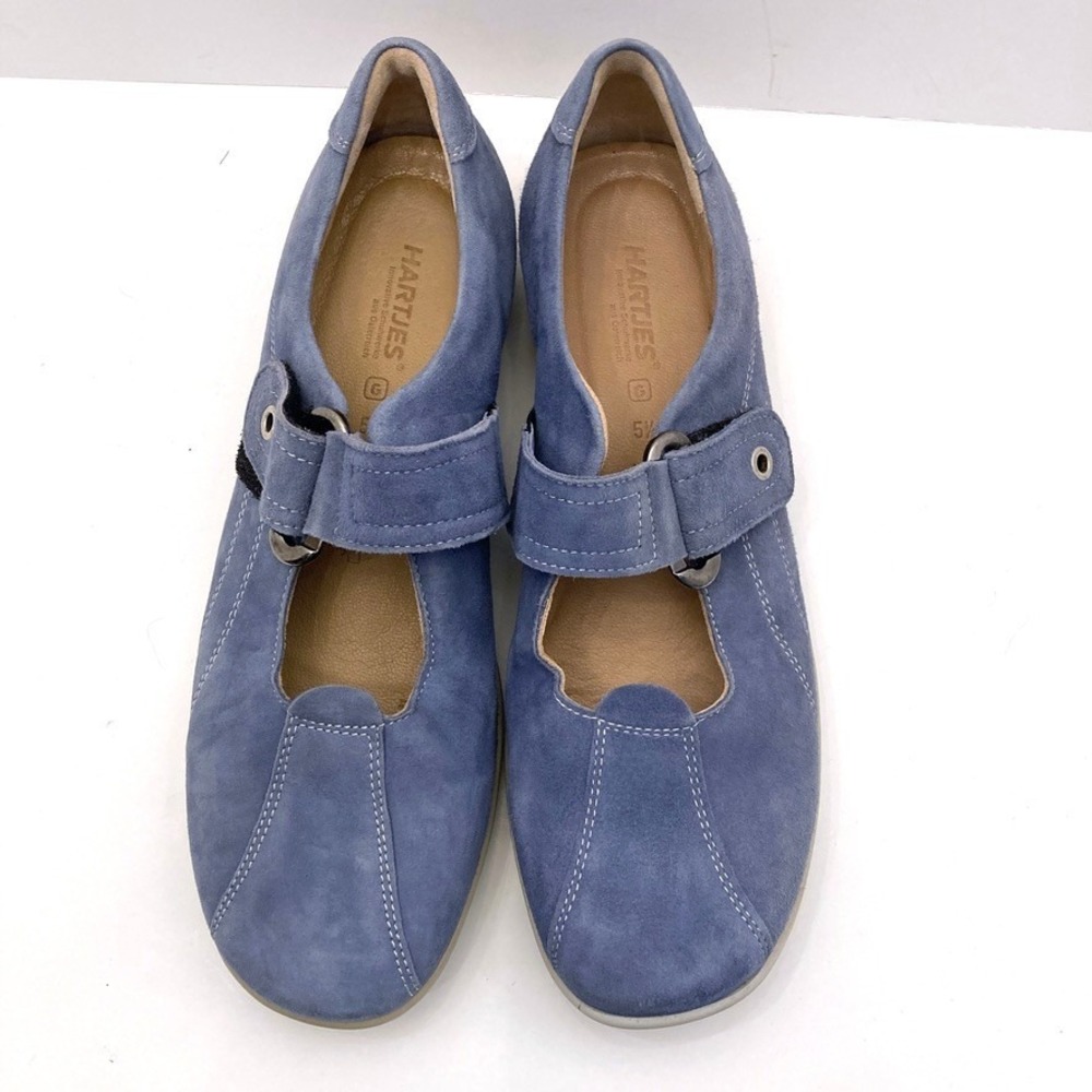 Hartjes Blue Nubuck Leather Mary Jane Comfort Shoes Womens US 7.5 UK 5.5